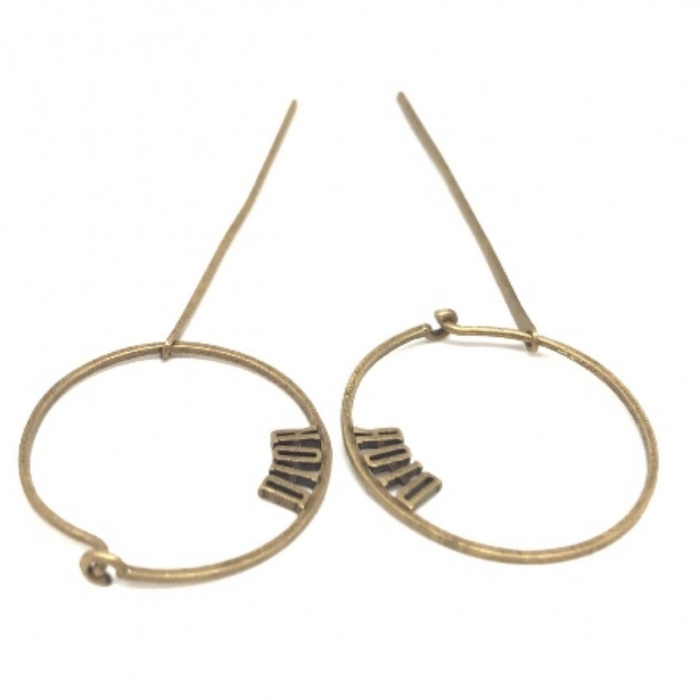 Dior Gold Tone Hoop Earrings with Slim Drop Bars - Picture 9 of 13